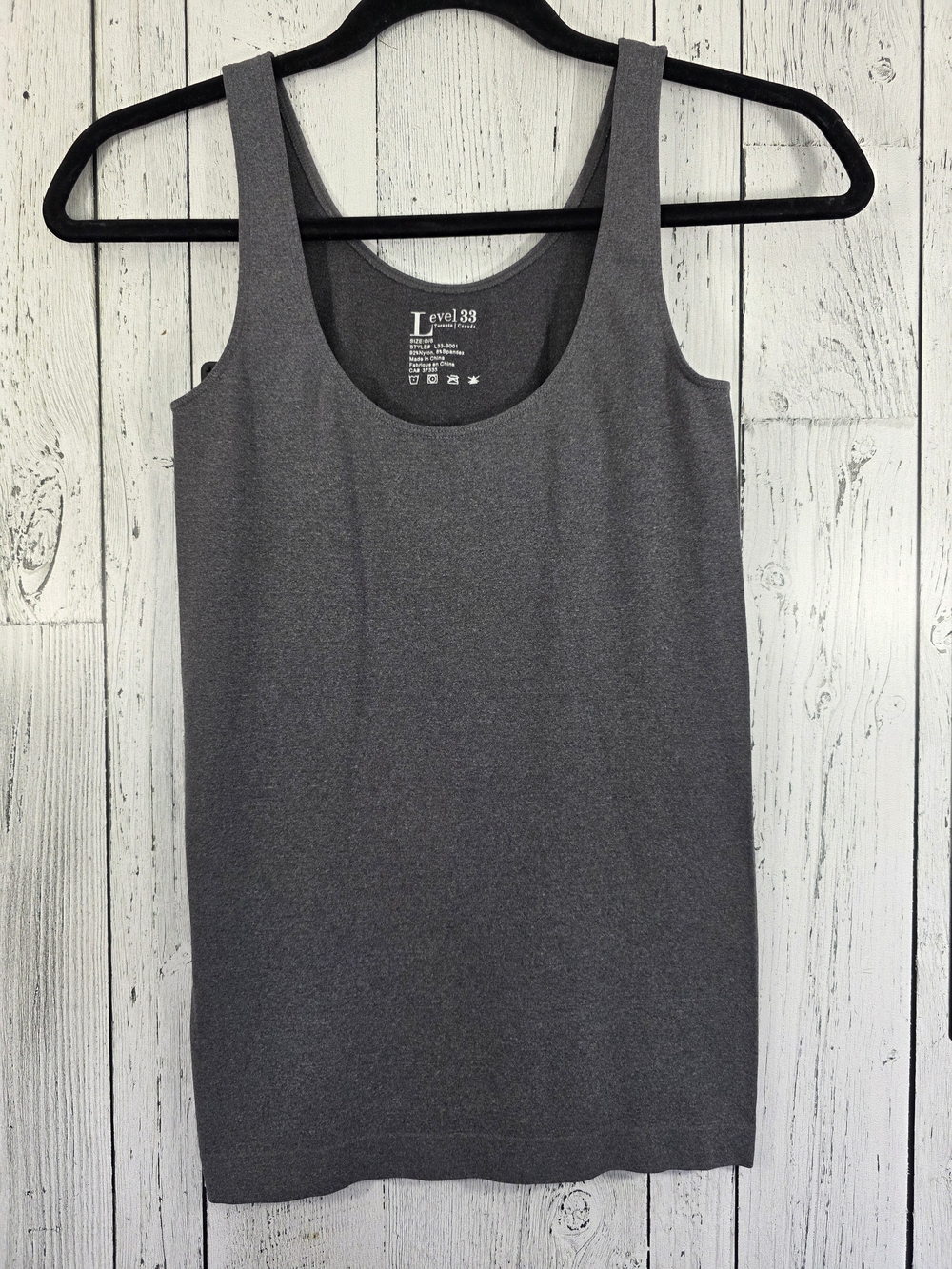 Level 33 Charcoal Grey Seamless Tank Top One Size Stretchy Basic